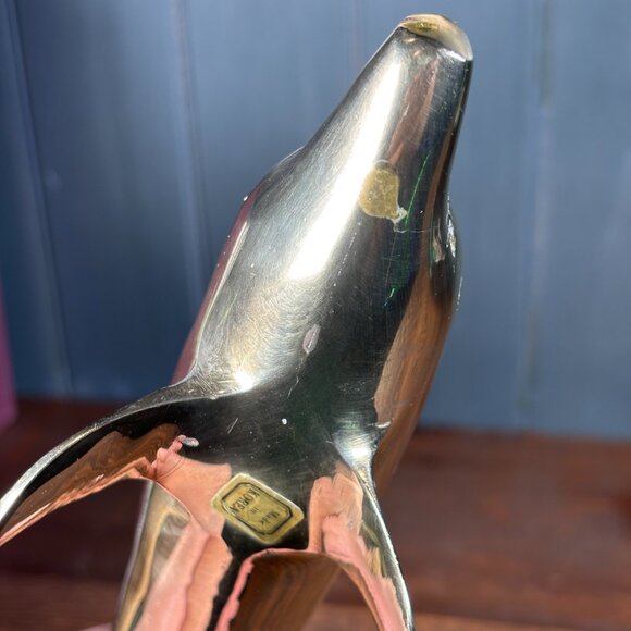 Vintage Brass Dolphin Figurine Nautical Coastal Decor for Shelf Display - Picture 14 of 17